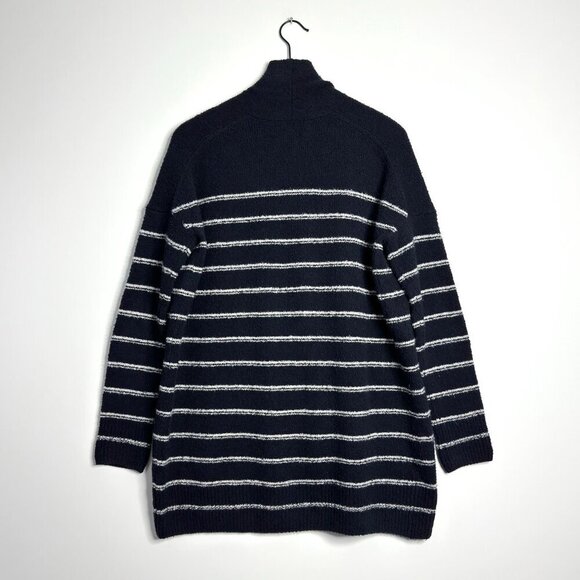 VINCE Italian Wool Striped Cardigan Navy - Picture 4 of 8